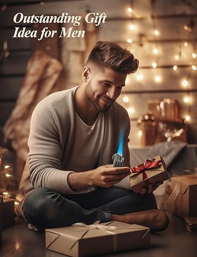 Miniatura 7 de RONXS Juego de encendedor de puros, cortador de puros, encendedores a prueba de viento, recargables, de butano, ajustable, triple llama de chorro,