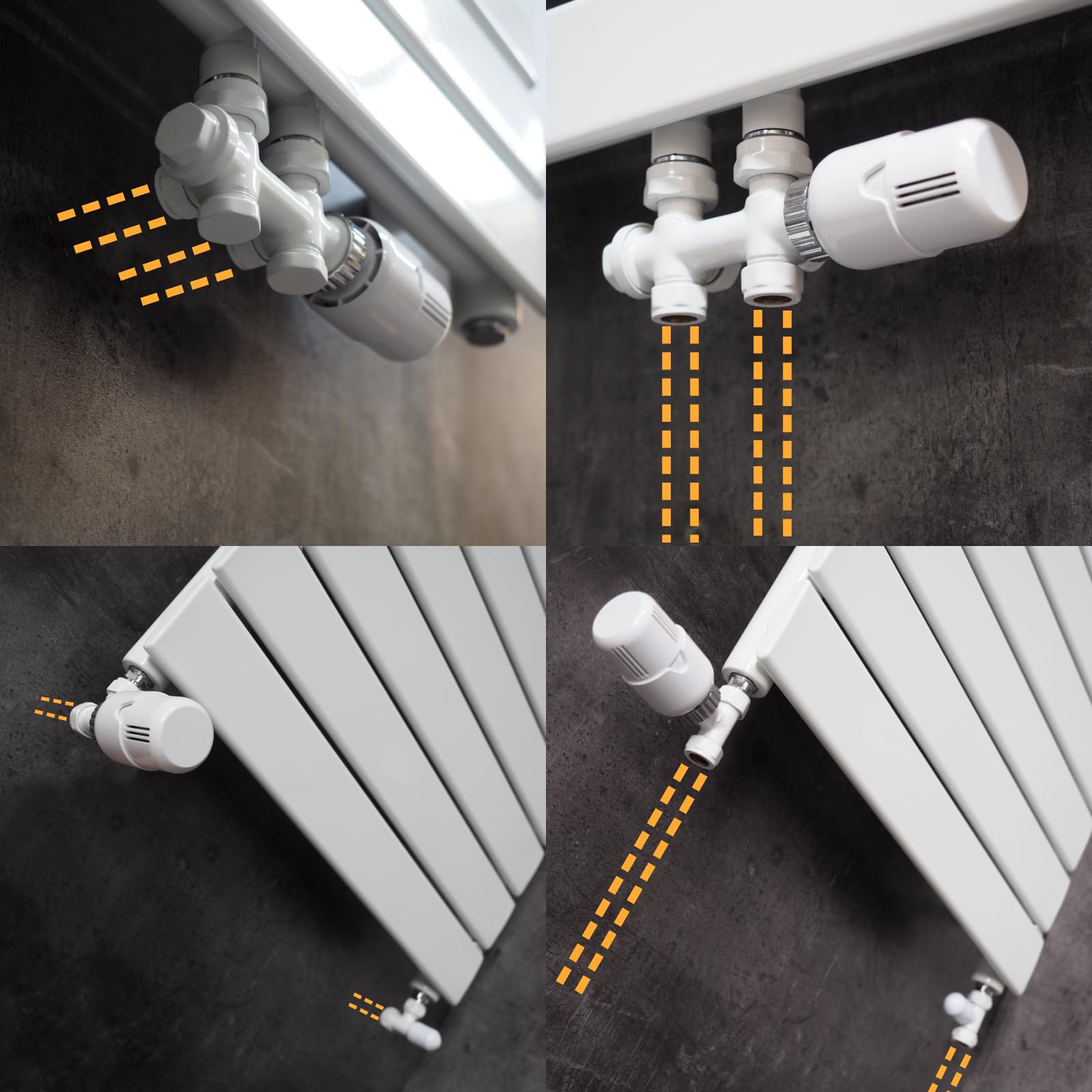WITEN&NOCK 4er Set Thermostatköpfe M30 x 1,5 Thermostatkopf Mit Nullstellung Heizkörperventil weiß für Heizkörper