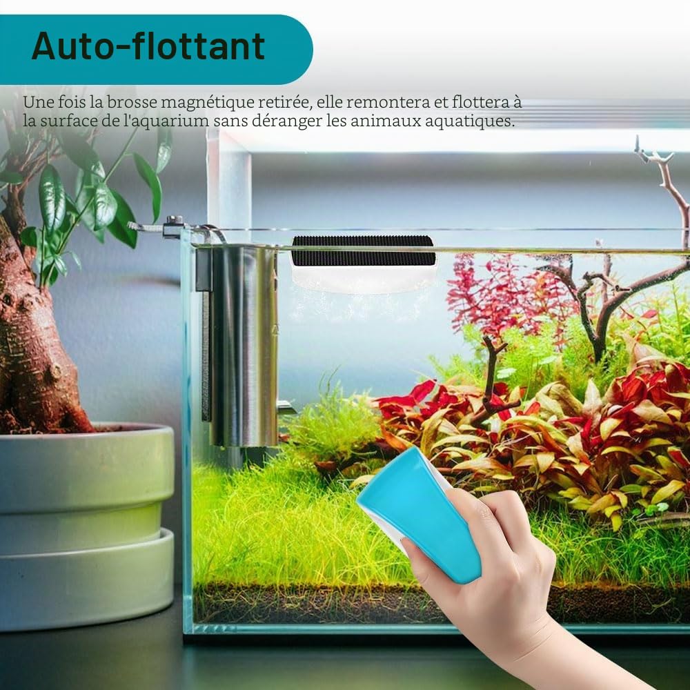 Flintronic Aimant de Nettoyage pour Aquarium, Brosse de Nettoyage Magnétique, Lave Vitre Magnétique, Nettoyeur Verre Fenêtre pour Masion, Aquariums, Bocal Poisson