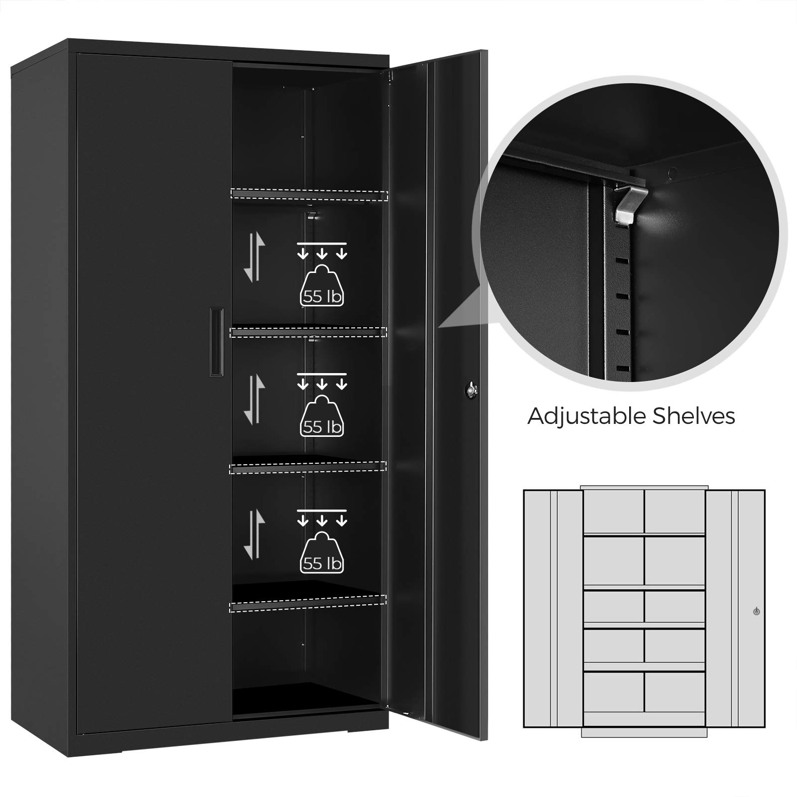 SONGMICS Garage Metal Storage with Doors and Shelves