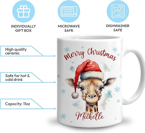 Vista 80 de Hyturtle Regalos personalizados para amantes de las ardillas, con sombrero de Papá Noel, taza de café de cerámica con nombre personalizado, taza