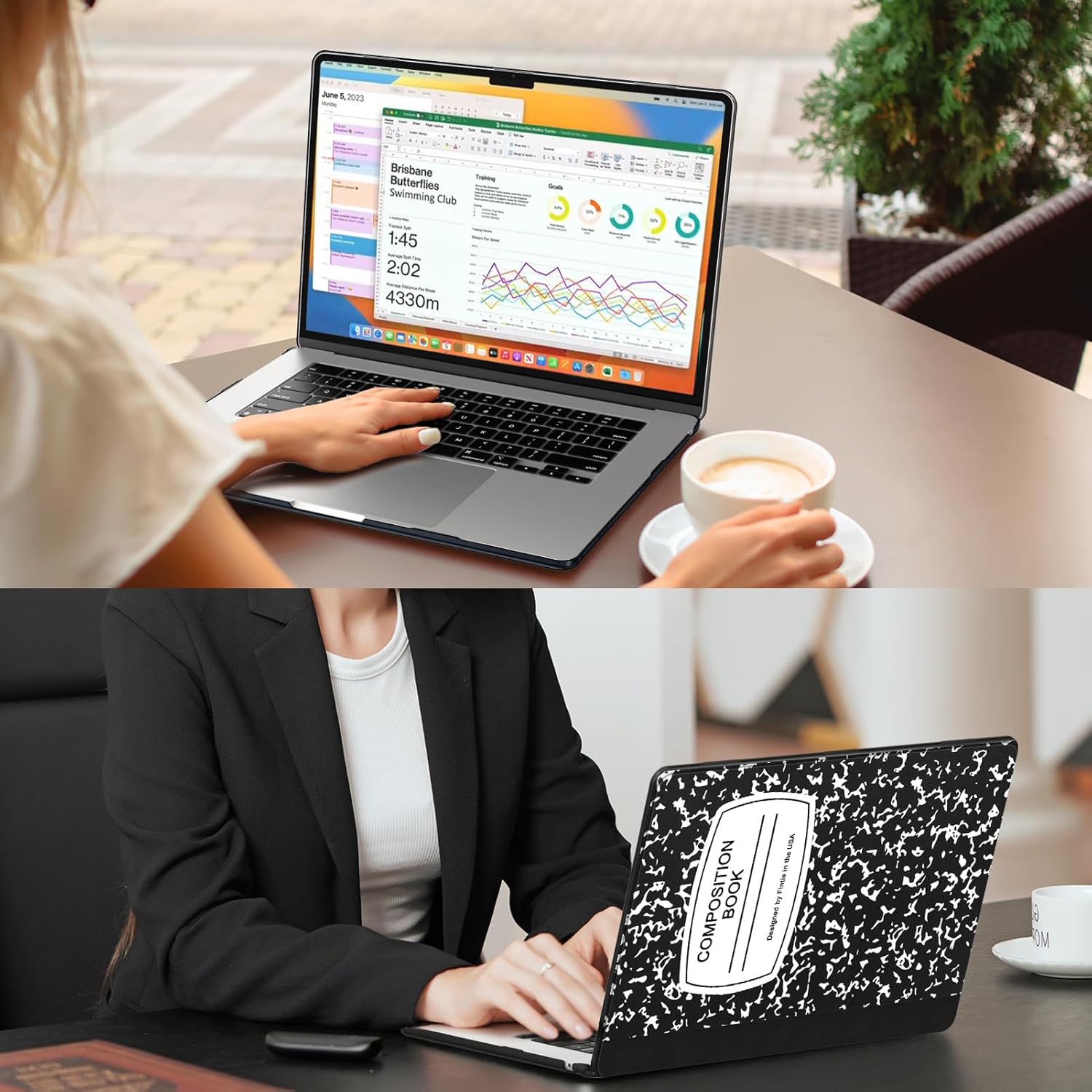 Fintie Case for MacBook Air 15 Inch A3241 A3114 A2941 (2023 2024 2025 Release) - Protective Snap On Hard Shell Cover for MacBook Air 15.3" M2 M3 M4 Chip with Touch ID, Composition Book - Image 6