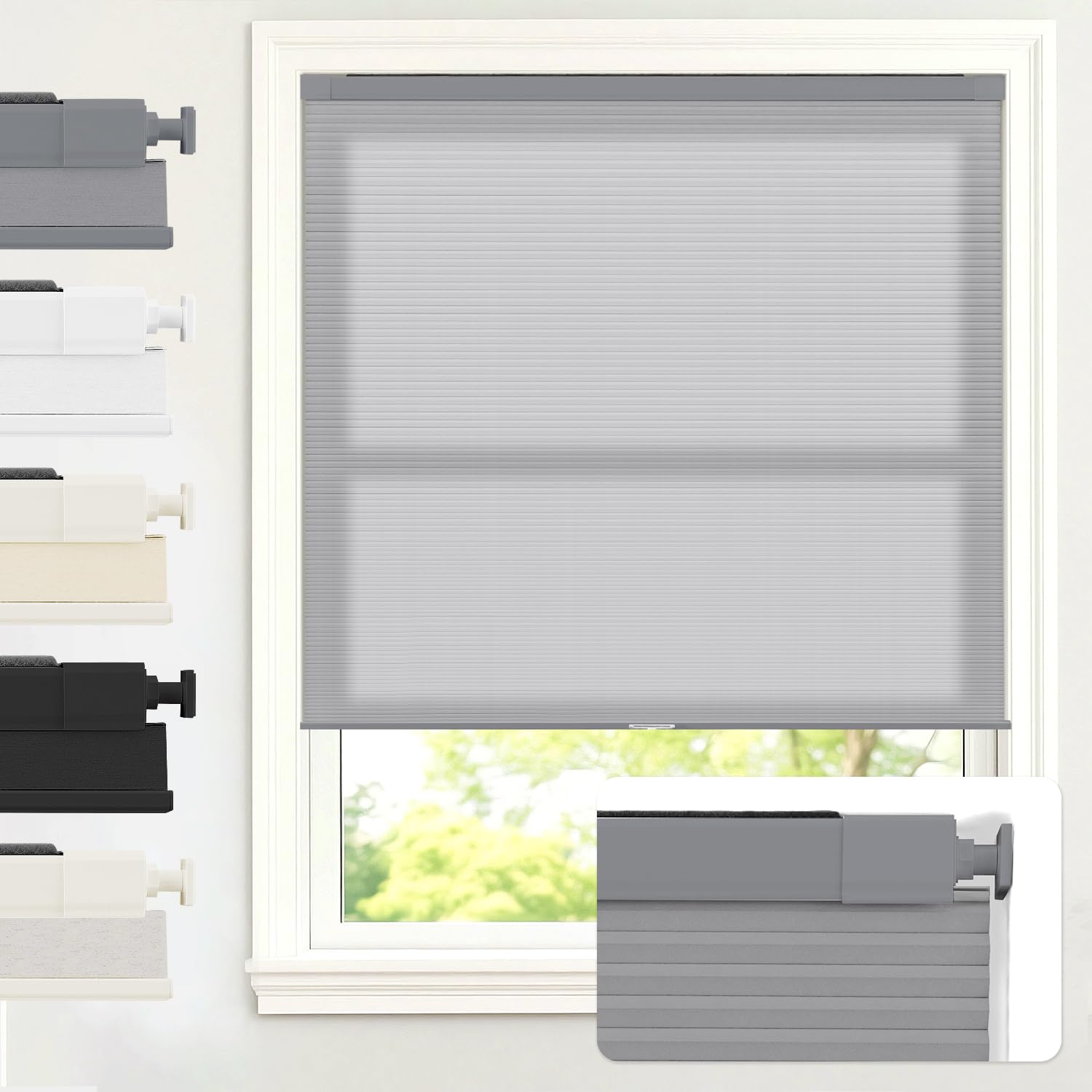 Photo 1 of ***FACTORY SEALED***AOSKY Cordless Cellular Shade 46"W x 48"H Grey
