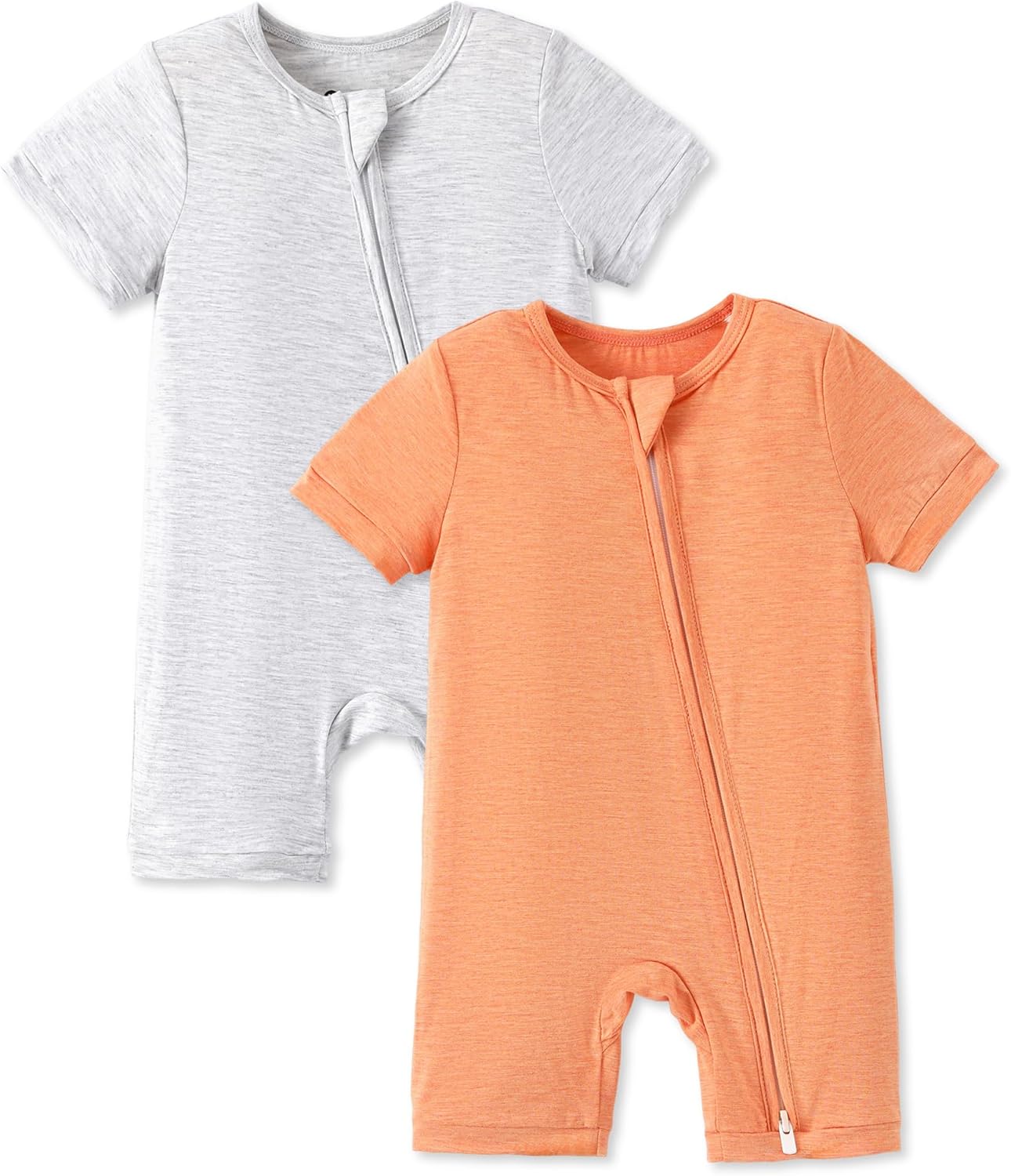 PATPAT Baby Romper 2-Pack with Bamboo Viscose, Infant Snug fit Pajama Jumpsuits with 2-Way Zipper for Newborn Boy Girl