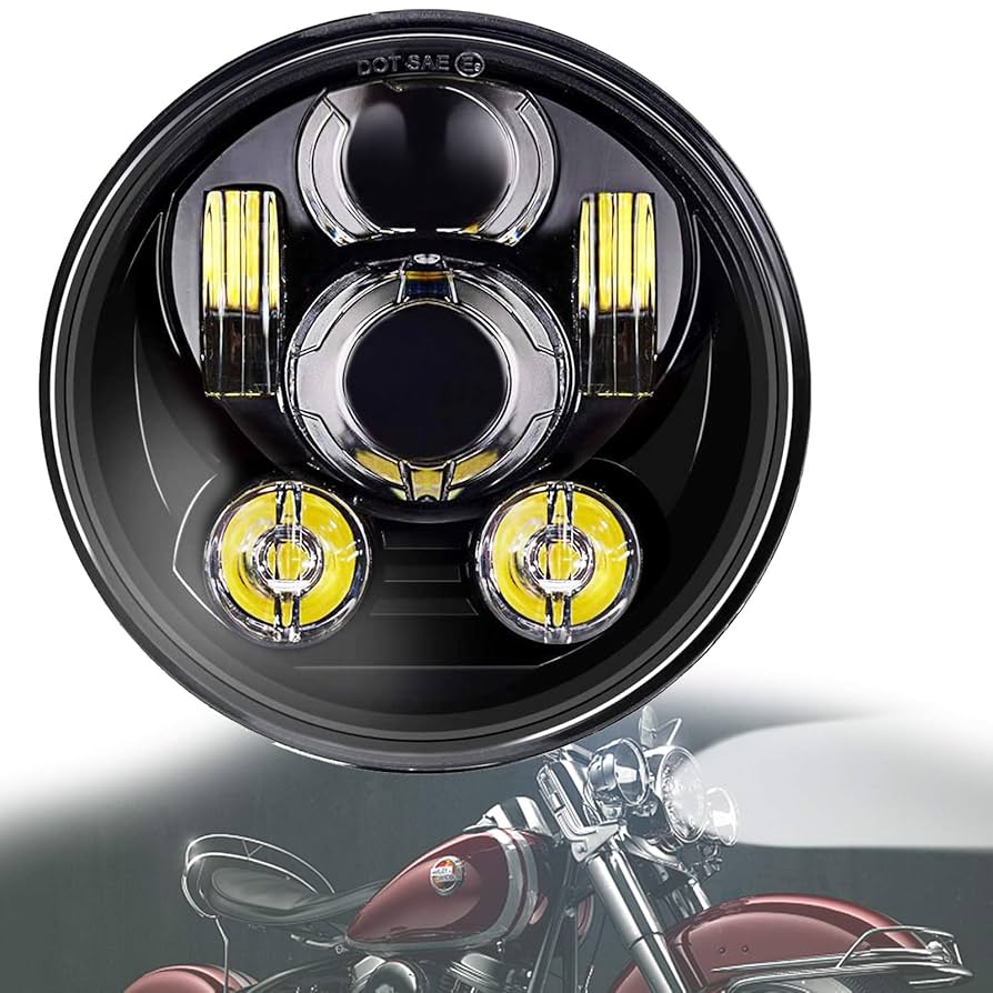 スポーツスター　ヘッドライト黒 Amazon.co.jp: LEDヘッドライトモーターサイクル 5-3 / 4 5.75