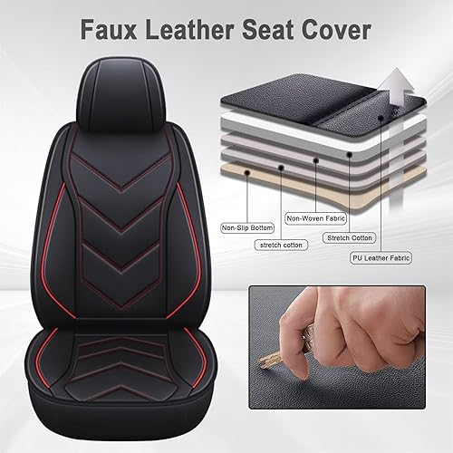 Miniatura 4 de Fundas de asiento delantero de automóvil para Nissan Juke 2011-2017, fundas de asiento personalizadas de piel sintética 2 piezas con compatible con