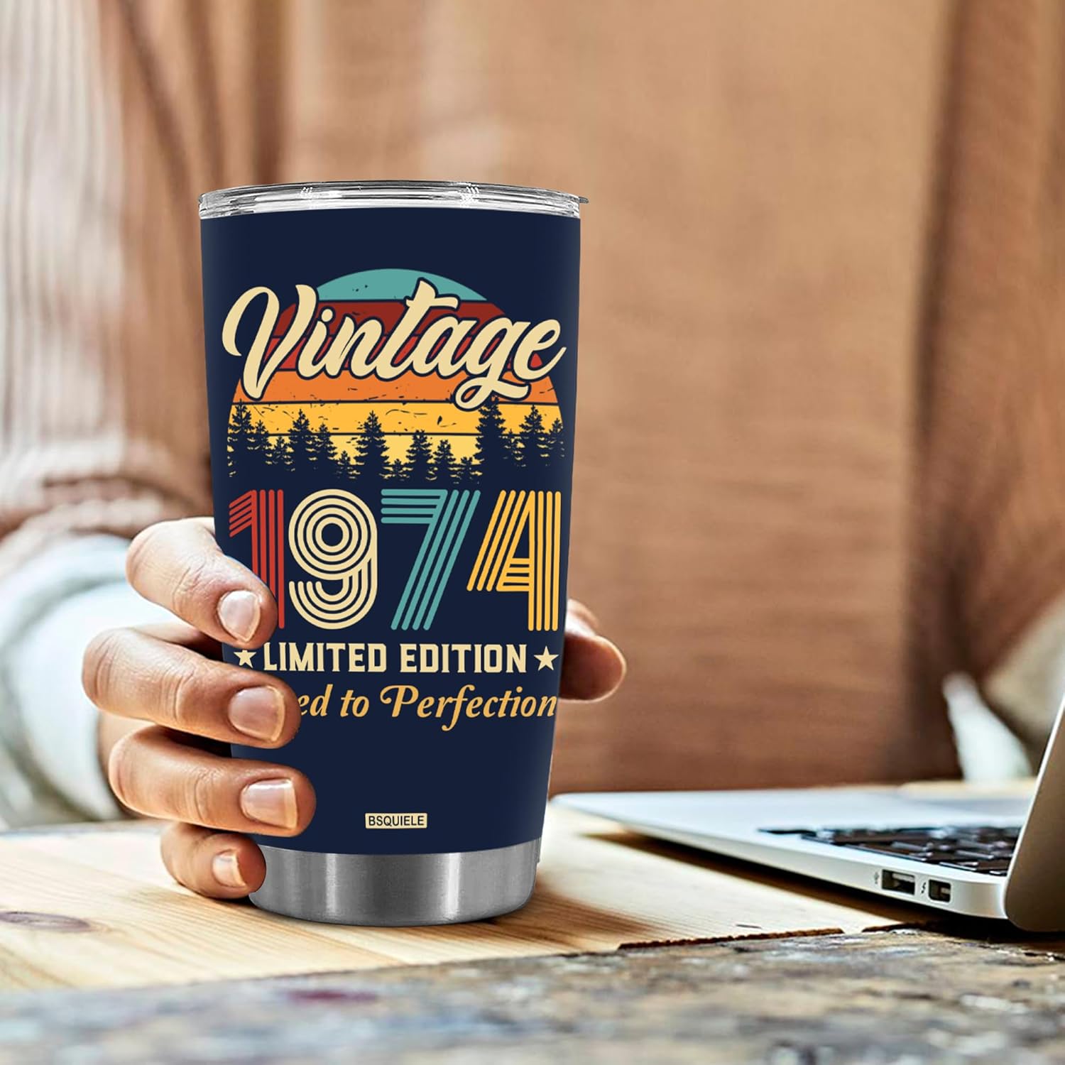 BSQUIELE 50th Birthday Gifts for Women, Men - 50th Birthday Decorations - 1974 Vintage Tumbler, 50 Years Old Birthday Gifts For Women Men Unique - Funny Happy 50th Turning 50 Cup Ideas - Tumbler 20 oz - Image 3