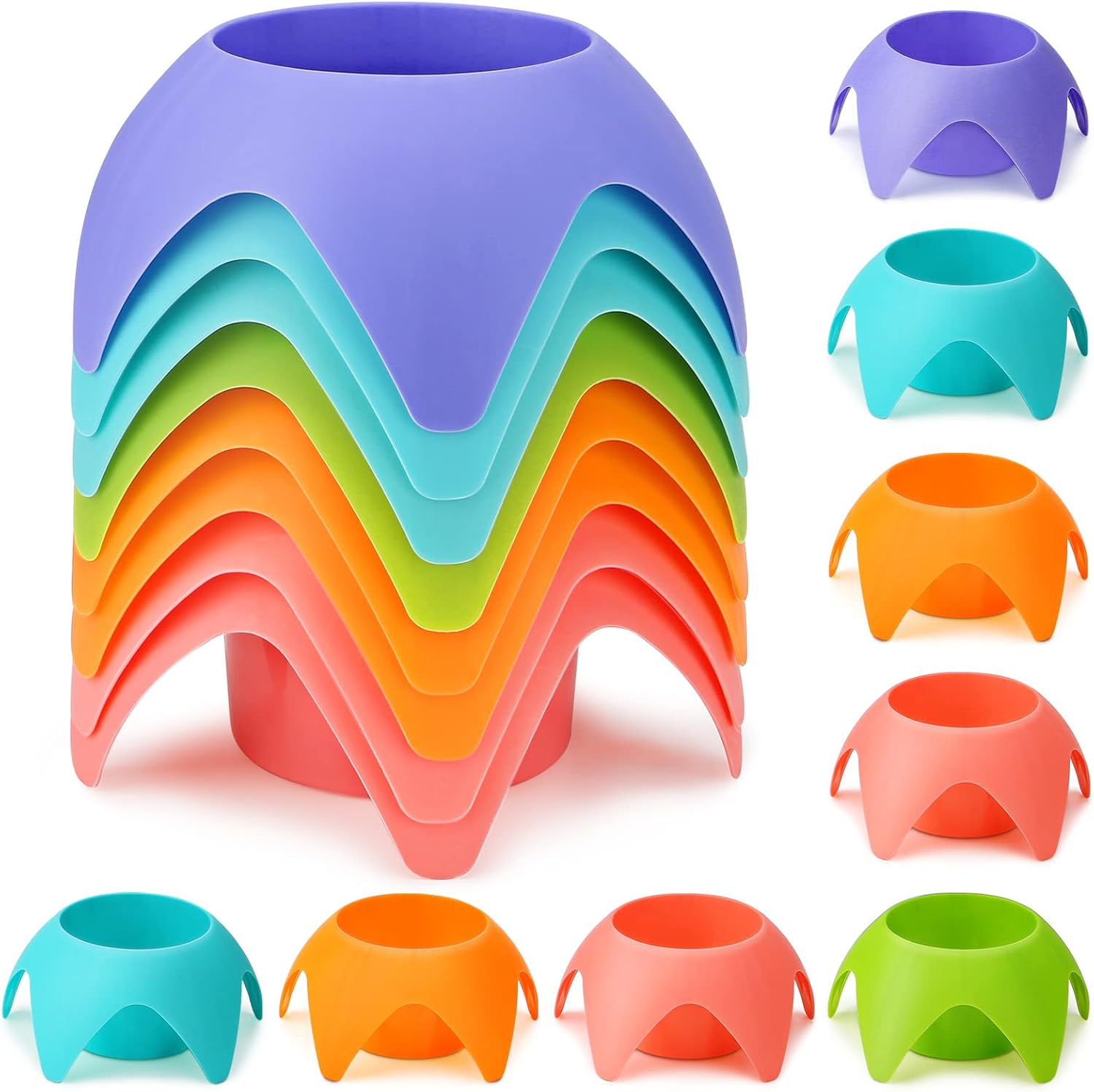 Uarzt 8-Pack Beach Sand Coasters Drink Cup Holders - Must-Have Accessories for Women, Adults, and Families on Beach Vacation - Multicolor