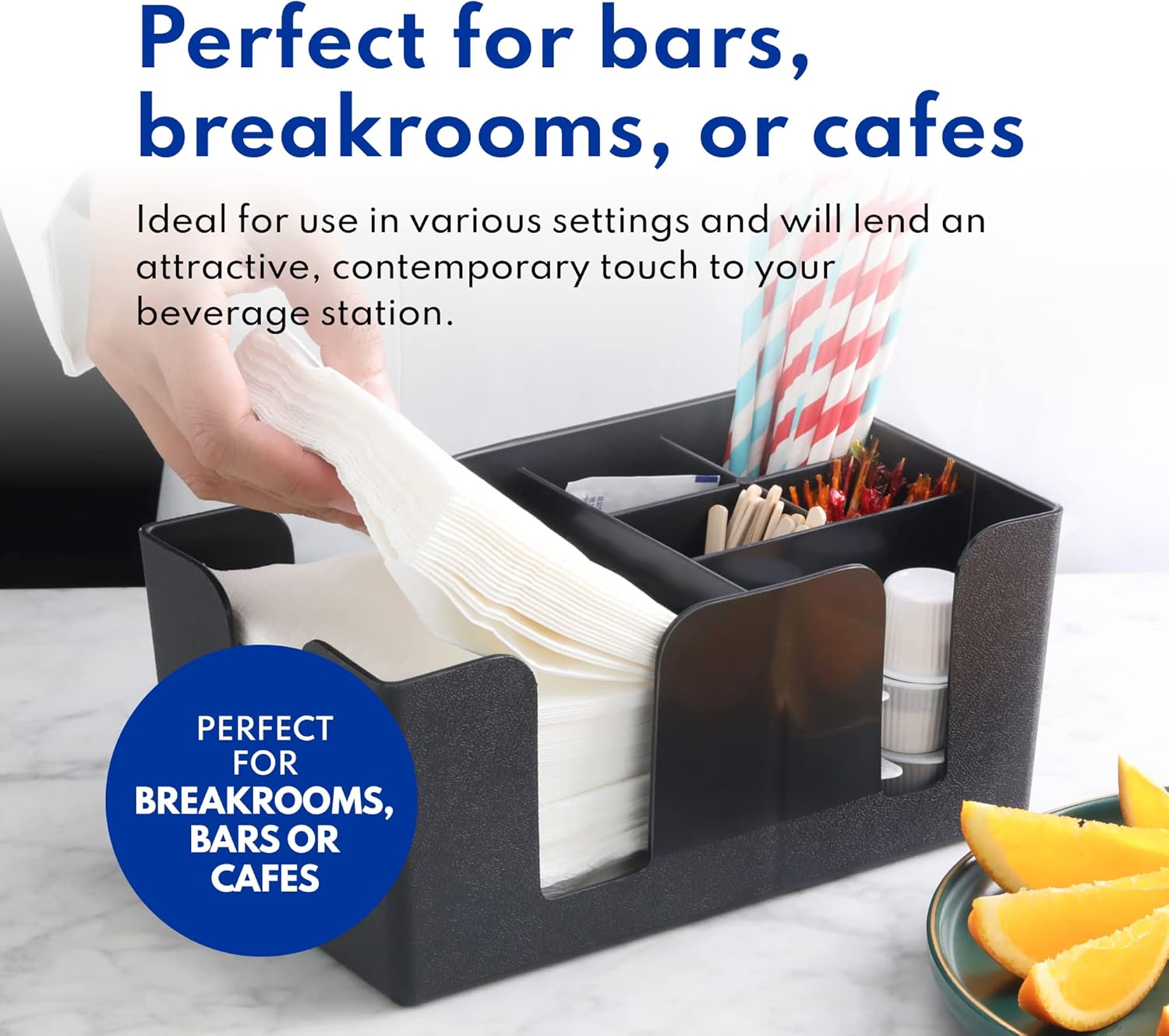New Star Foodservice Plastic Bar Caddy Organizer with 6 Compartments, Black