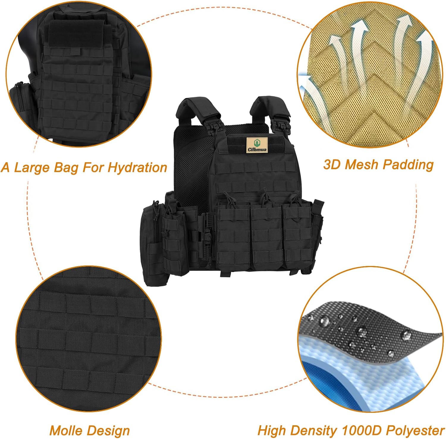 Tactical Vest Quick Release for Men Outdoor Molle Airsoft Vests Adjustable Breathable Weighted Gear for CS/Training - Image 6
