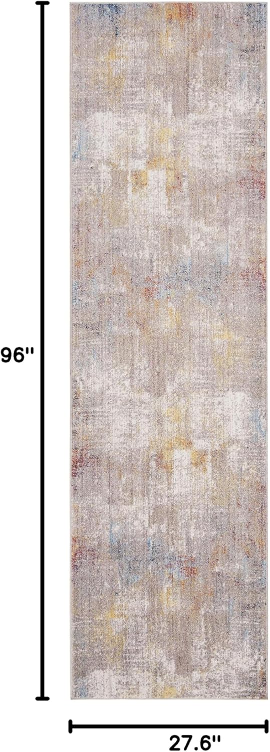 SAFAVIEH Monray Collection Runner Rug - 2'3" x 8', Grey & Gold, Modern Abstract Distressed Design, Non-Shedding & Easy Care, Ideal for High Traffic Areas in Living Room, Bedroom (MNY645A)