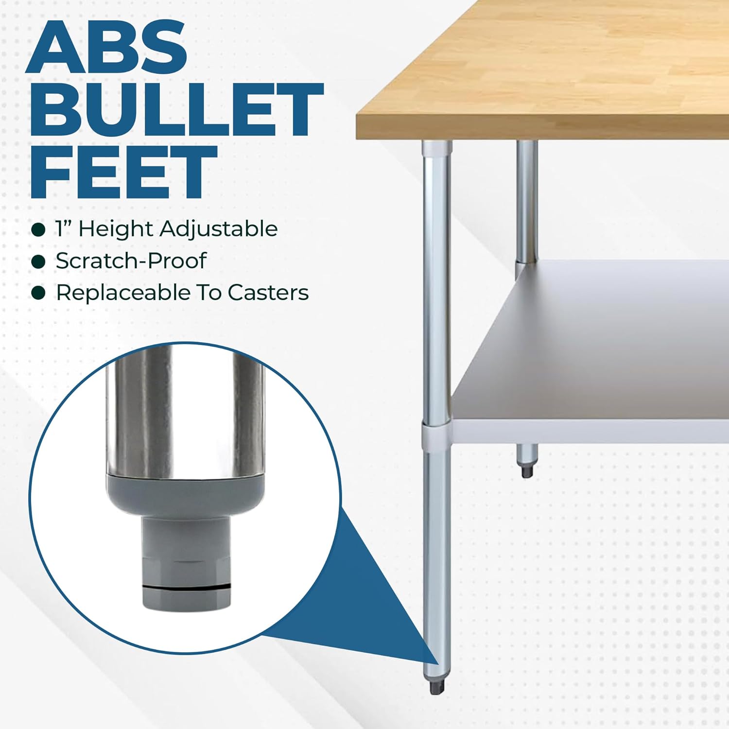 Maple Wood Top Work Table with Adjustable Undershelf – Heavy Duty | Commercial Kitchen Table (18" x 36")