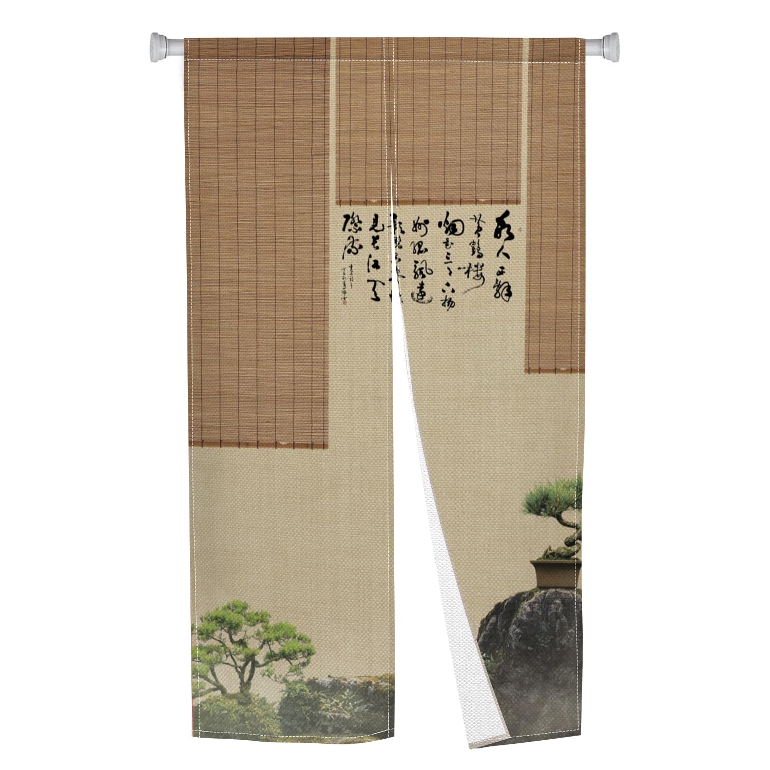 Leowefowa Japanese Noren Doorway Curtain Long Style Japanese Traditional Pine Trees Mount Printed Fengshui Curtain for Doorway Tapestry for Hanging Room Divider Kitchen Home Decor, 33.5"x 70.9"-image-15