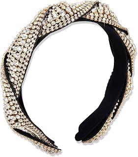 Bejeweled Velvet Headband Embellished Full Shiny Rhinestone Crystal Headband Glitter Knotted Hairband Hair Accessories for Women Girls Party Supplies