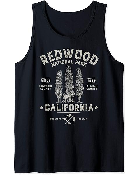 Redwood National Park Vintage California Bear Gift Men Women Tank Top
