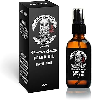 Mad Viking Beard Co. Premium Beard Oil for Men - Natural Beard Softener, Conditioner, and Skin Moisturizer to Reduce Beard Itch For Thicker Looking Beards, Made in the USA (Ravn Rom, 2oz Beard Oil)