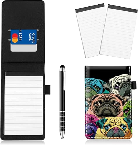 Miniatura 53 de Juego de 4 soportes para bloc de notas de tamaño de bolsillo, de piel sintética, mini bloc de notas con 2 bloc de notas pequeños y lápiz capacitivo