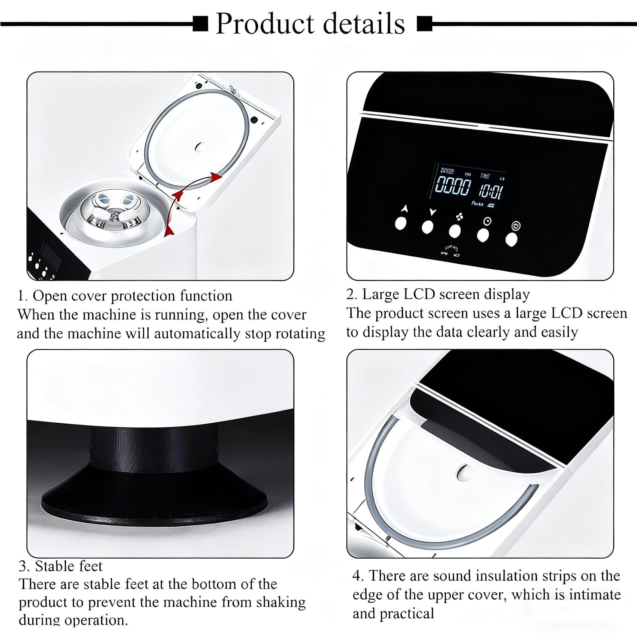Centrífuga de sobremesa Inteligente de Laboratorio, centrífuga clínica y de PRP, Pantalla LCD, regulación de Velocidad (0-4000 RPM) y Temporizador (0-99 min) para Uso médico 50ml*6