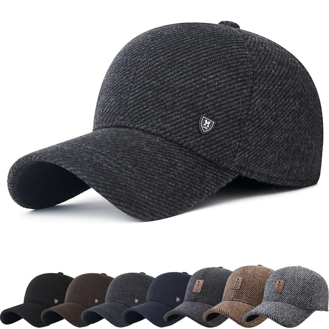 Winter Baseball cap Cappello Invernali Cappellino Fullcap con Cachemire Uomo Berretto con Visiera e coprinuca Berretto da Baseball Cappellino in Poliestere