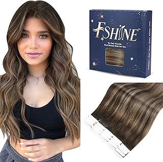 fshine Tape in Hair Extensions for Women - 12 Inch 30g Remy Hair Tape in Extensions - Balayage Color 2/6/2 Dark Brown to Chestnut Brown Tape in Hair Extensions Straight Real Human Hair 20 Pcs