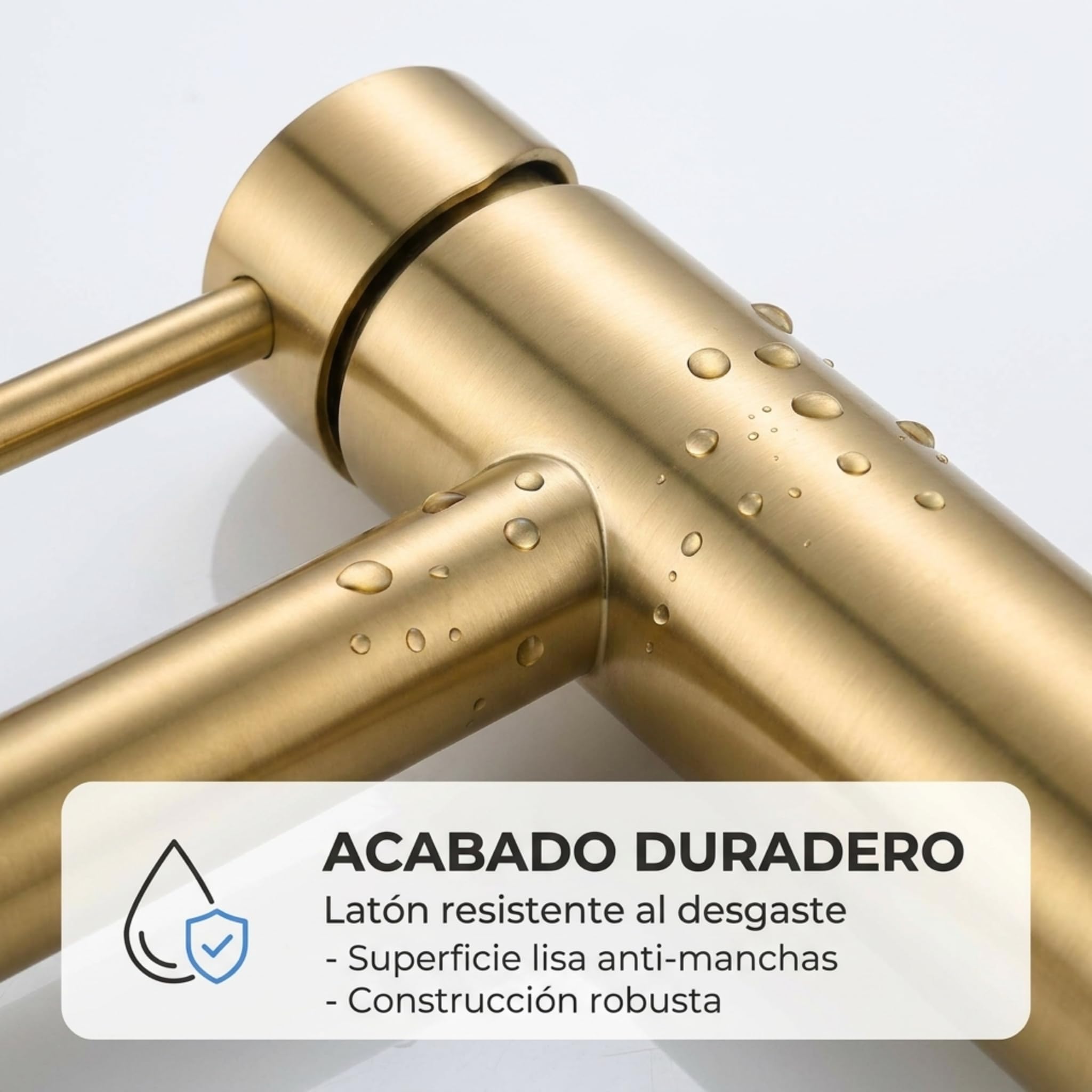 VALAZ Rubinetto Bagno Lavabo Alto Dorato Spazzolato Protezione PVD | Miscelatore Lavabo Bagno Acqua Fredda e Calda, Risparmio Acqua | Installazione Facile | Ottone, Inossidabile, Serie Palancia