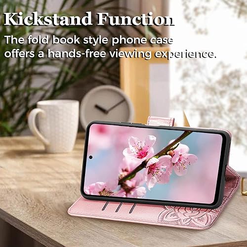 Miniatura 3 de Funda diseñada para Motorola Moto G Stylus 5G 2023, funda con tapa para mujer con estampado de mariposa en relieve de piel sintética, ranuras para