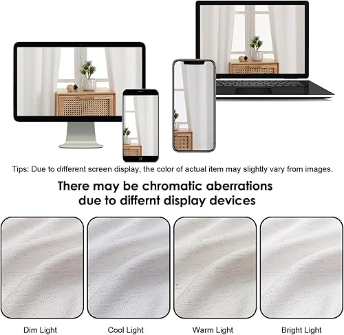 Miniatura 6 de OWENIE Bob Cortinas Naturales de 96 Pulgadas Extra Largas Juego de 2 Paneles para Sala de Estar y Dormitorio, Filtrado de Luz Lino Sintético