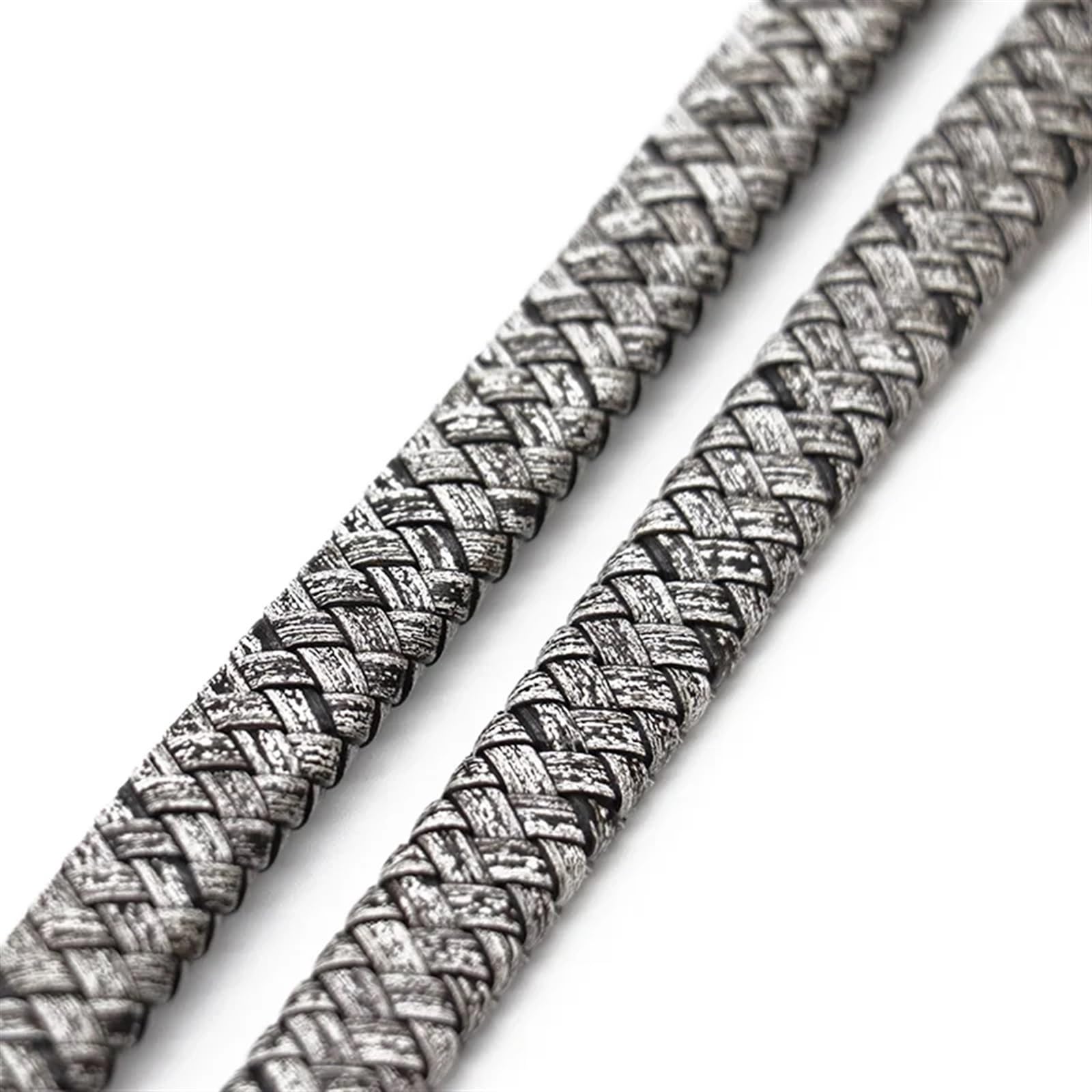 Braided Leather Rope 0.5/1meter Vintage Black Brown Genuine Braided Leather Cords 8mm 10mm 12mm Flat Cord for Bracelet Jewelry Making