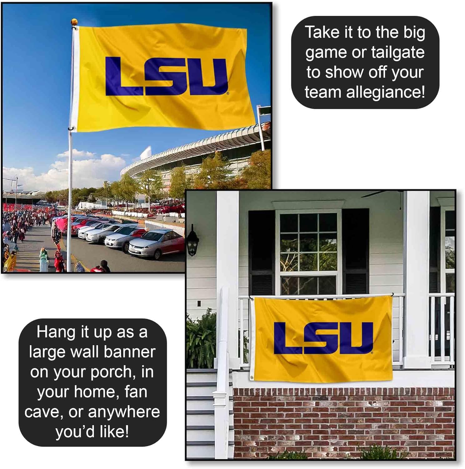 College Flags & Banners Co. LSU Tigers Gold University Large College Flag - Image 4