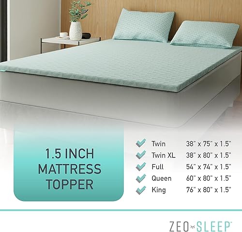 Miniatura 3 de Cubrecolchón de espuma viscoelástica con funda de 1.5 pulgadas, tamaño individual, almohadilla de cama ergonómica para aliviar el dolor de espalda