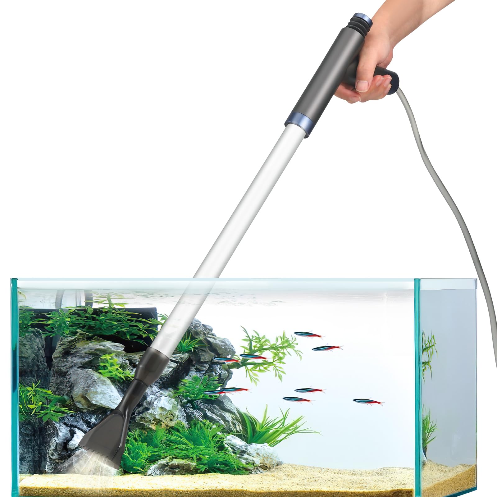 Aquarium Gravel Vacuum Cleaner, Aquarium Gravel Cleaner Kit, 4 in 1 Aquarium Water Changer Adjustable Manual Aquarium Water Change Kit, Sand and Gravel Filter, Algae Cleaning