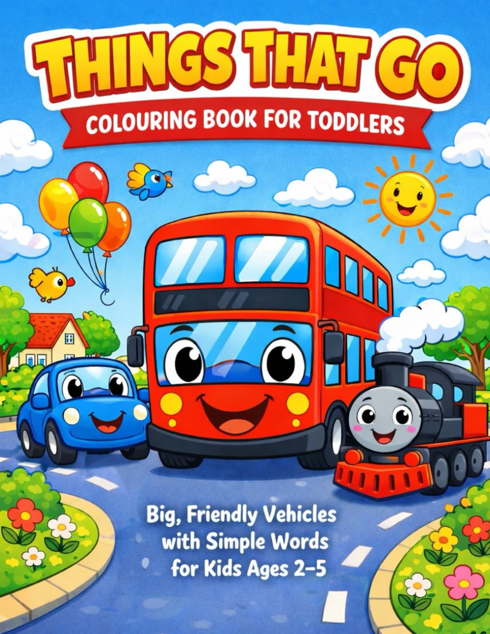 Things That Go Colouring Book for Toddlers: Big, Friendly Vehicles with Simple Words for Kids Ages 2–5 (Little Colouring Adventures)