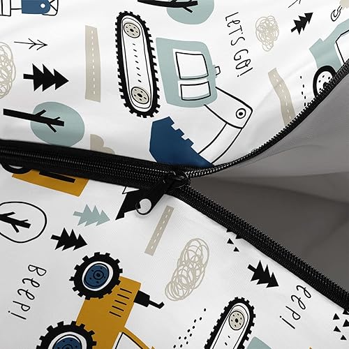 Miniatura 5 de Datura home Saco de dormir para niños y niñas, estampado de camión de construcción, ligero, cálido, portátil, para exteriores, interior,