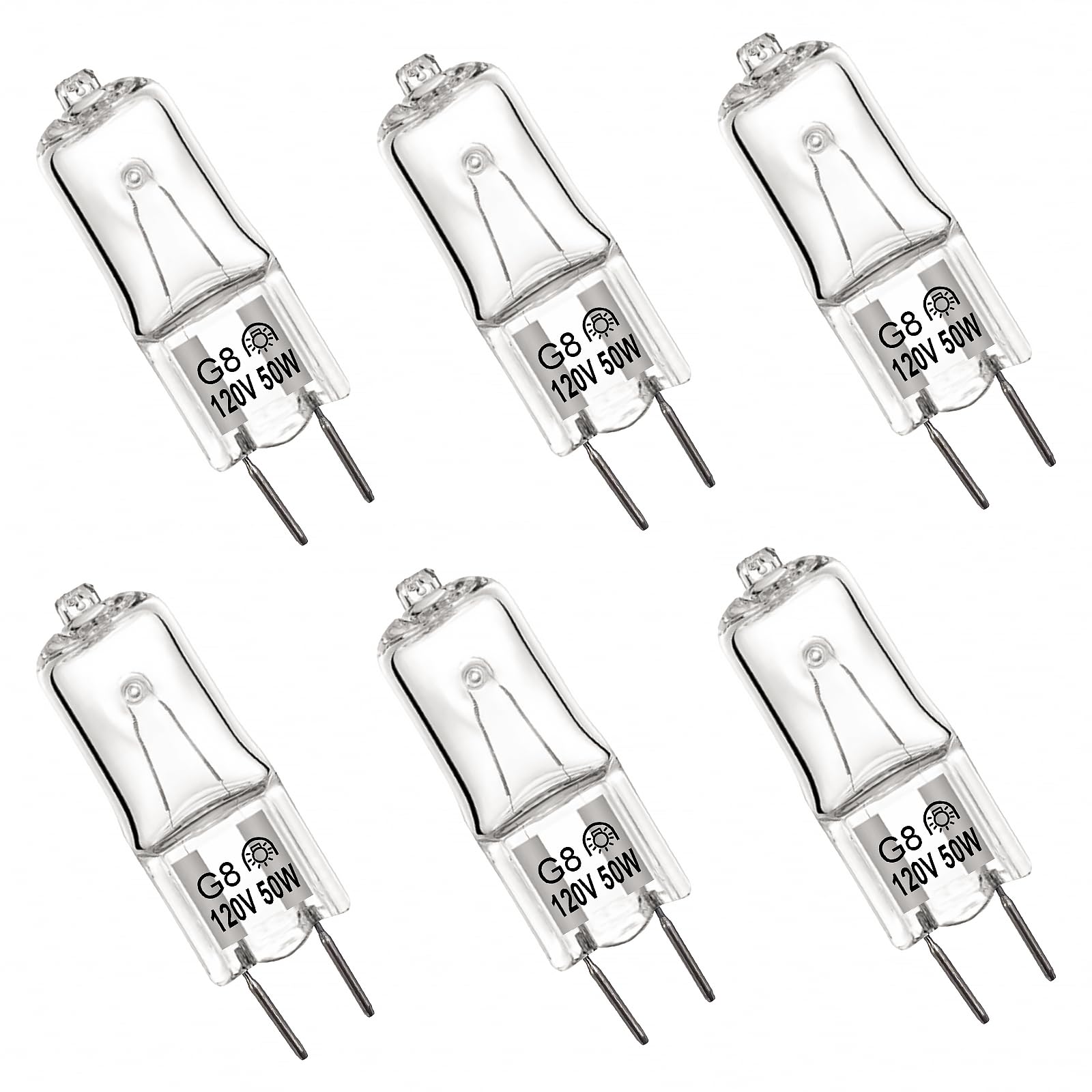 (6pack) Appliance Light Bulb for GE Microwave Oven,G8 50W Halogen Bulb/Stove Light Bulb Fits for GE Kenmore Elite Maytag Over The Stove Range Microwave,WB25X10019 Replacement Bulb(50W)