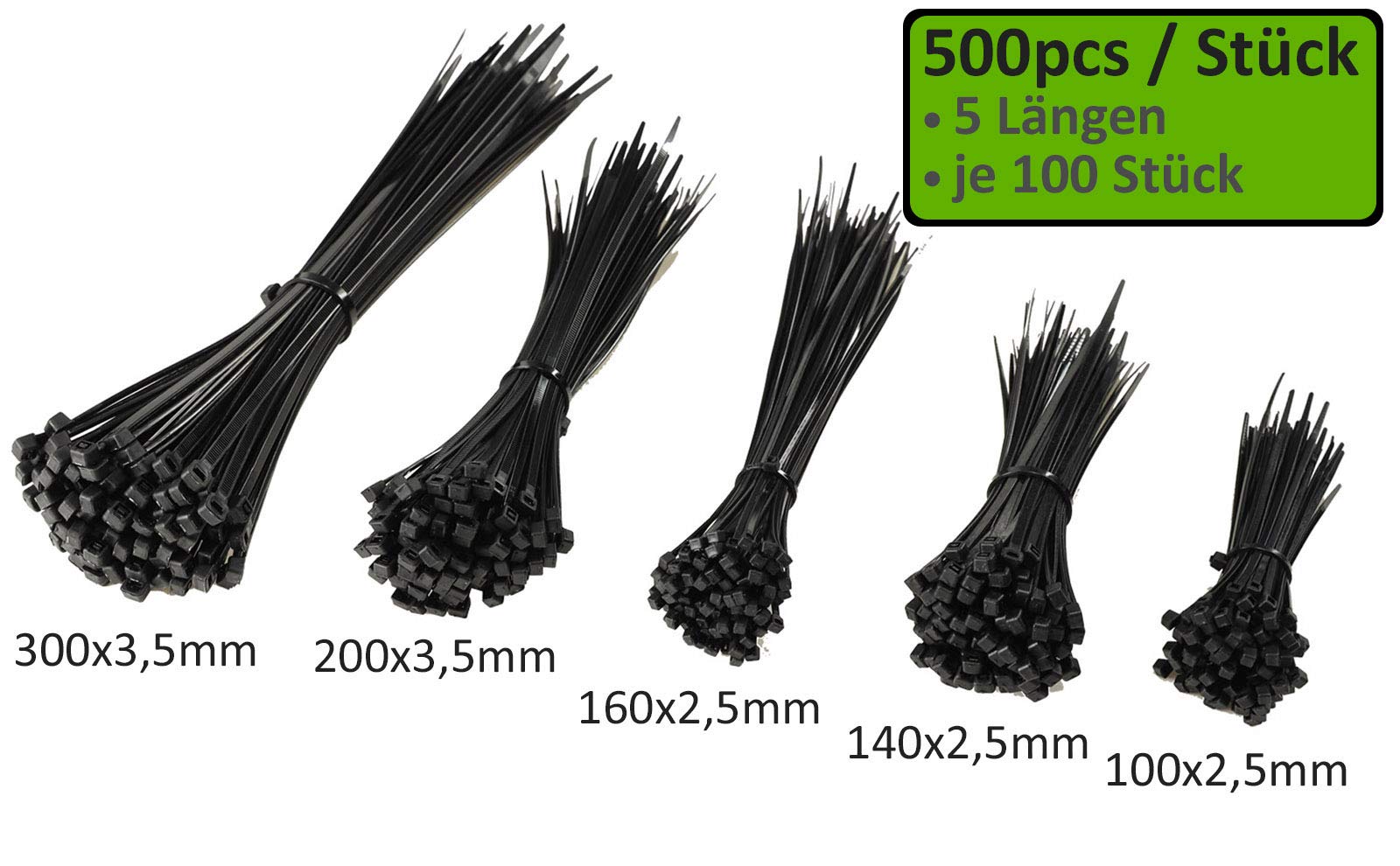 Set 500 Fascette Serracavi – Multiuso – Nere – Resistenti Ai Raggi UV E Alle Intemperie - 2