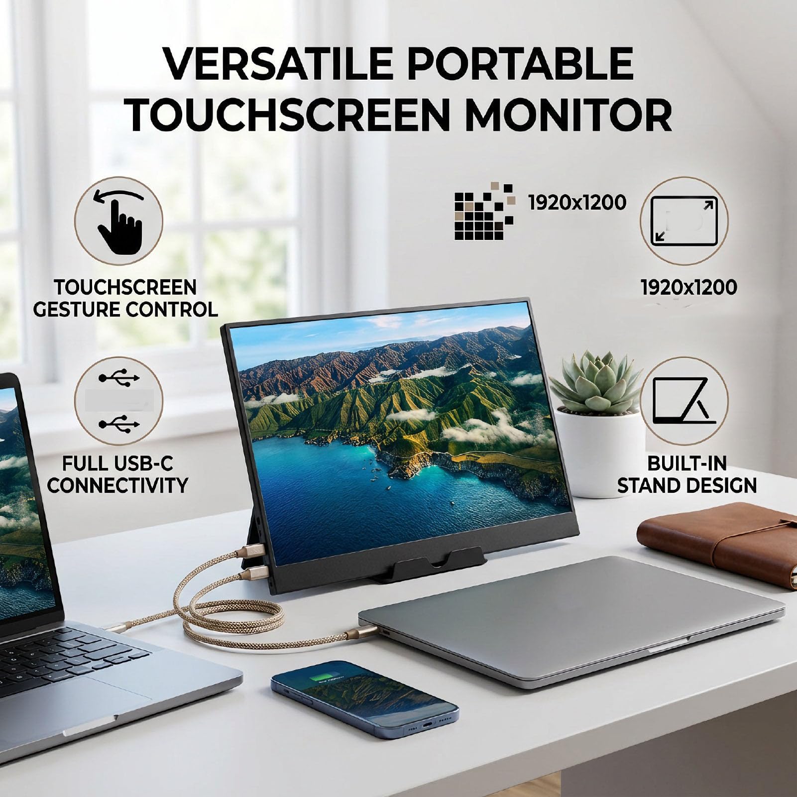 Monitor Touch Screen Portatile 12,2 Pollici Display 1920x1200