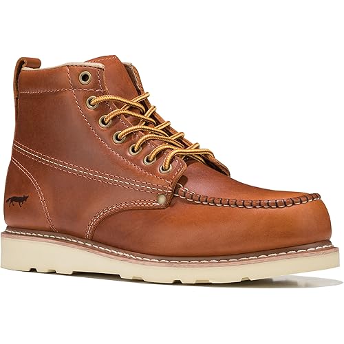 Golden Fox Work Boots 6" Men's Moc Toe Wedge Comfortable Boot for Construction