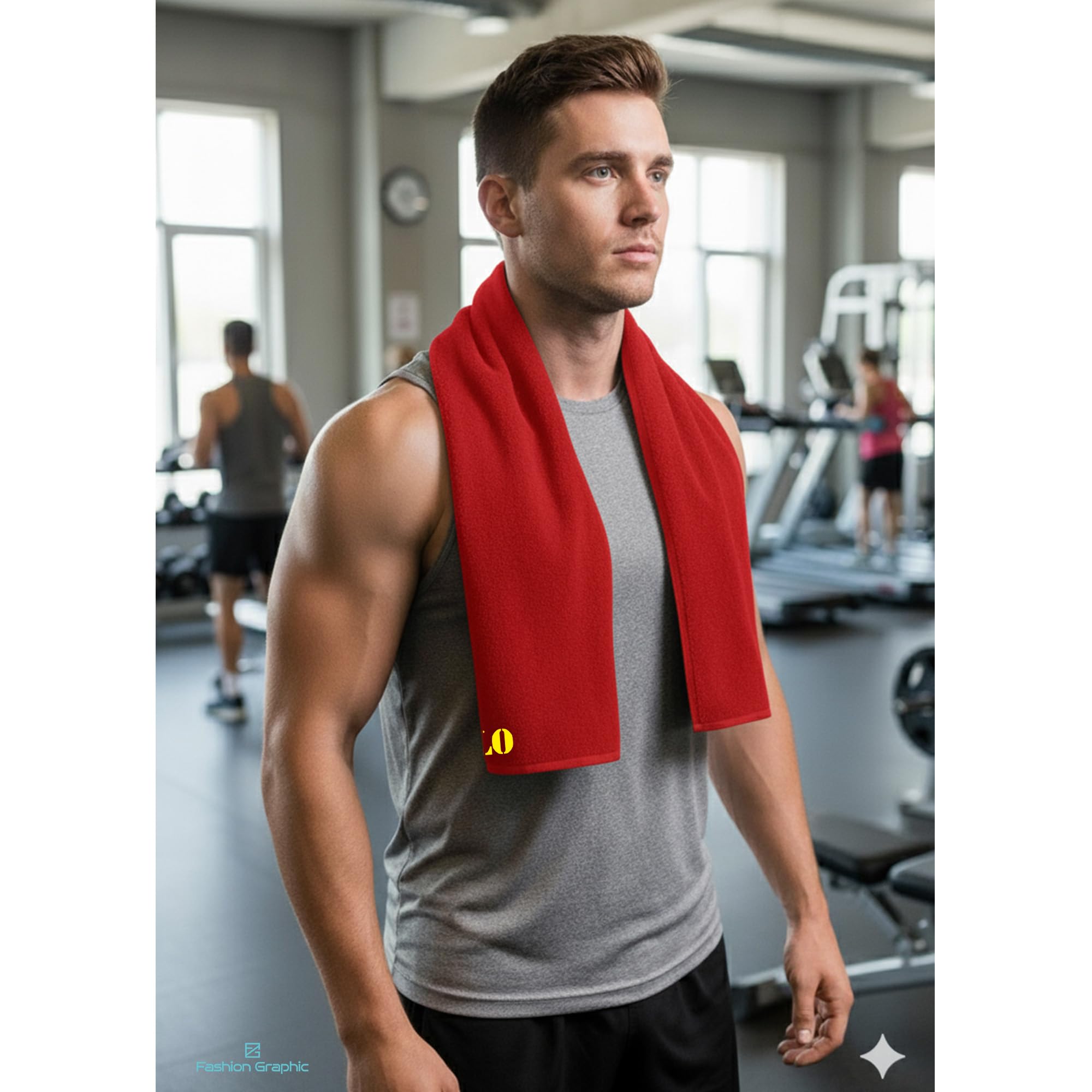 Fashion Graphic Asciugamano Telo Microfibra Personalizzato Nome Palestra Fitness Sport