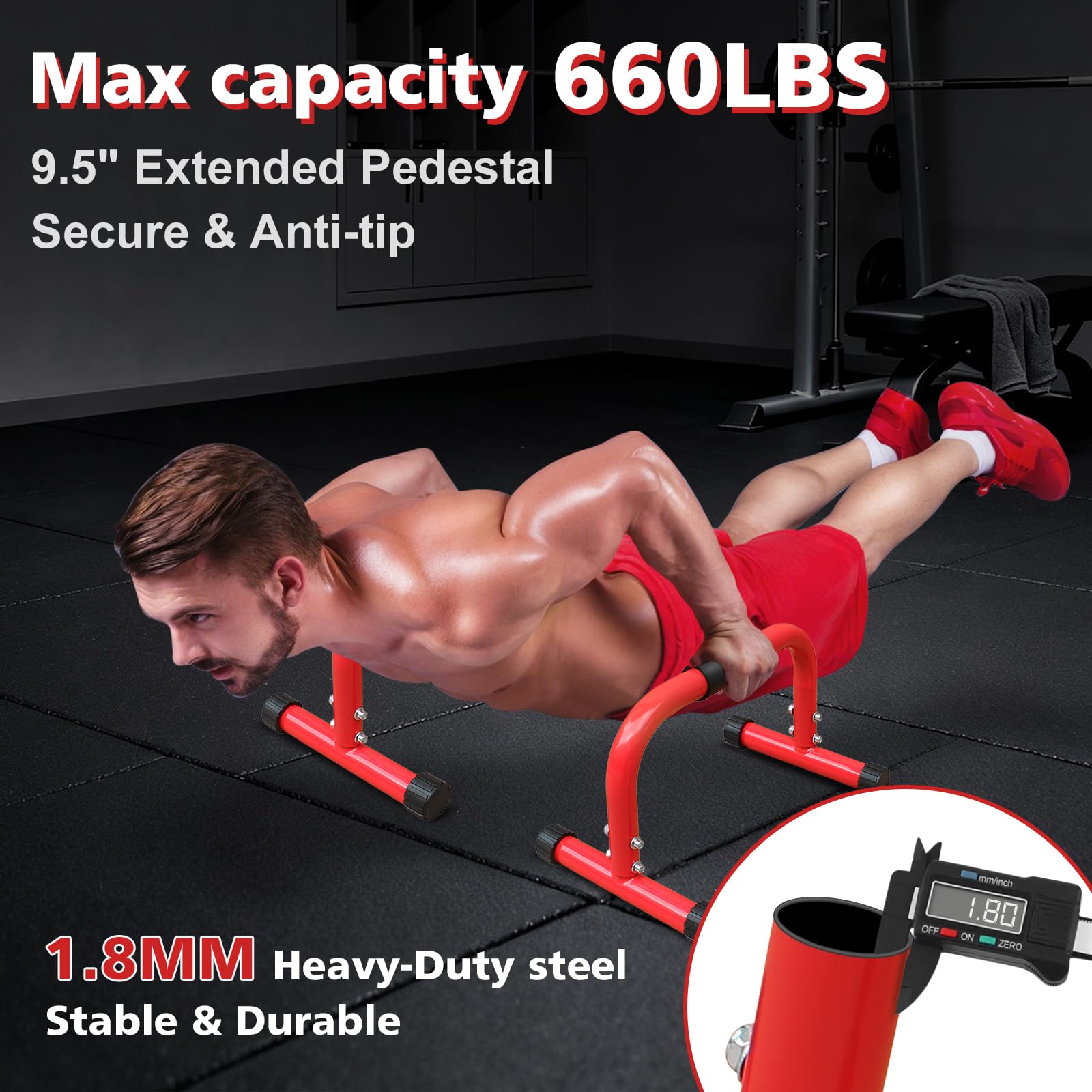 Barres parallèles et station de dips à la maison, équipement d'entraînement de gym, barres L-Sit et équipement de gymnastique pour la maison, parfait pour les pompes, les plongées