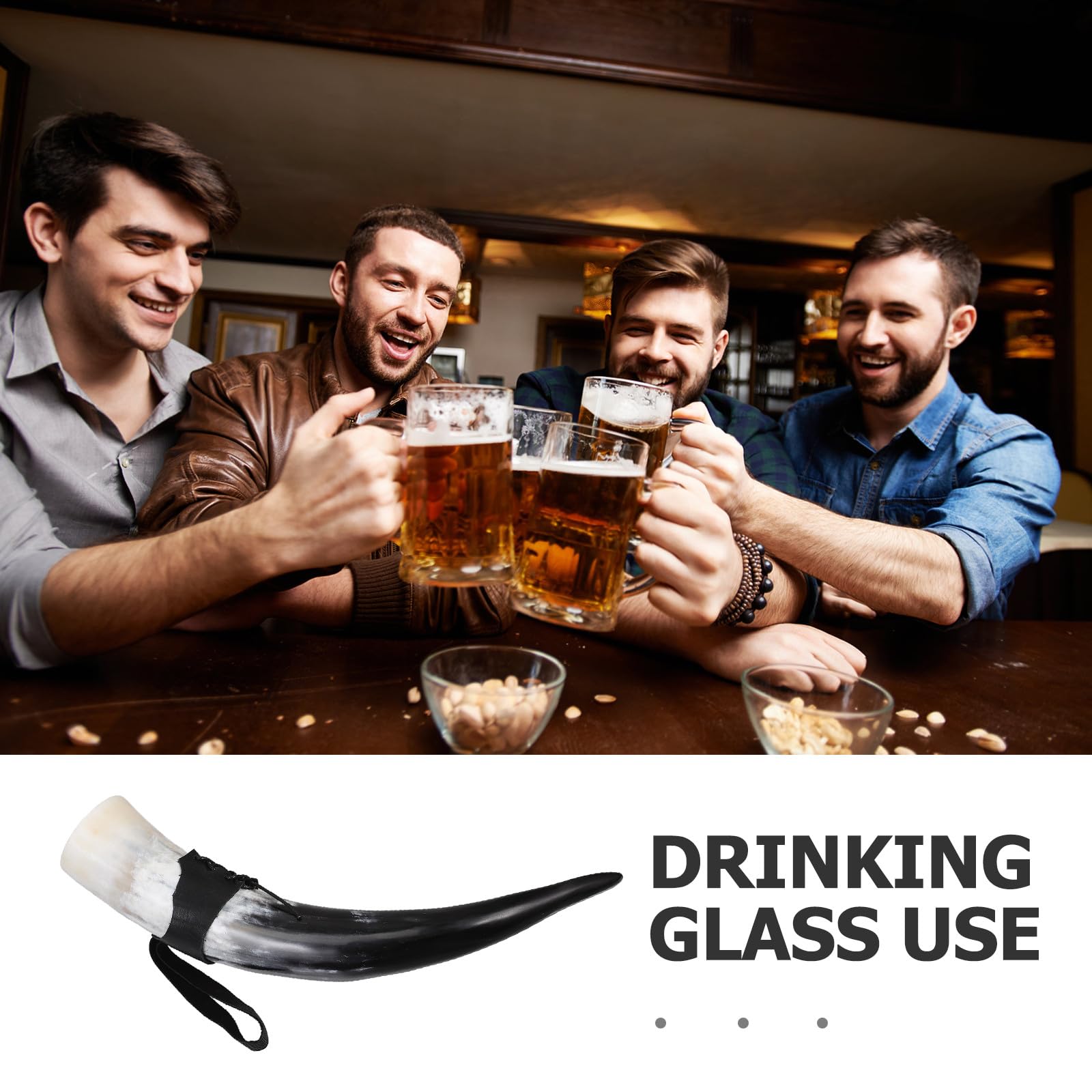 Copa de Cuerno Vikingo Natural para Beber Cerveza, Vino E Hidromiel, Vaso Rústico de Cuerno de Toro 36-40 CM Diseño Puntiguado, Accesorio Portátil para Aficionados Historia