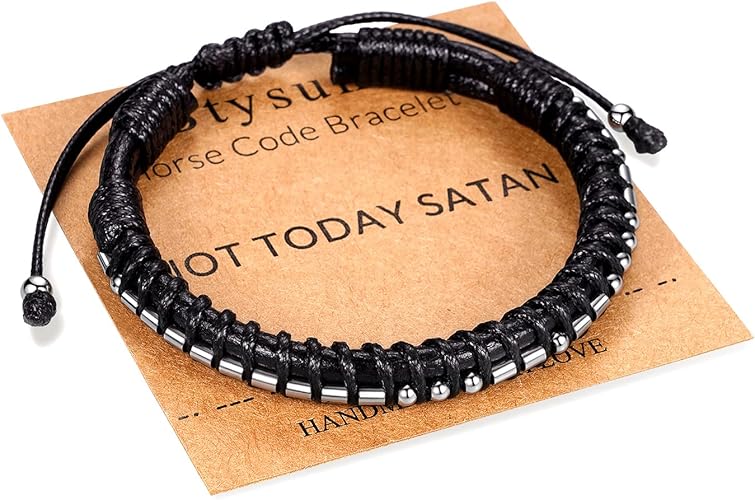 Inspirational Gifts for Men Morse Code Bracelets Mens Bracelets Graduation Gifts for Him Fathers Day Adjustable Leather Bracelet Motivational Birthday Annivesary Jewelry Stocking Stuffers for Men