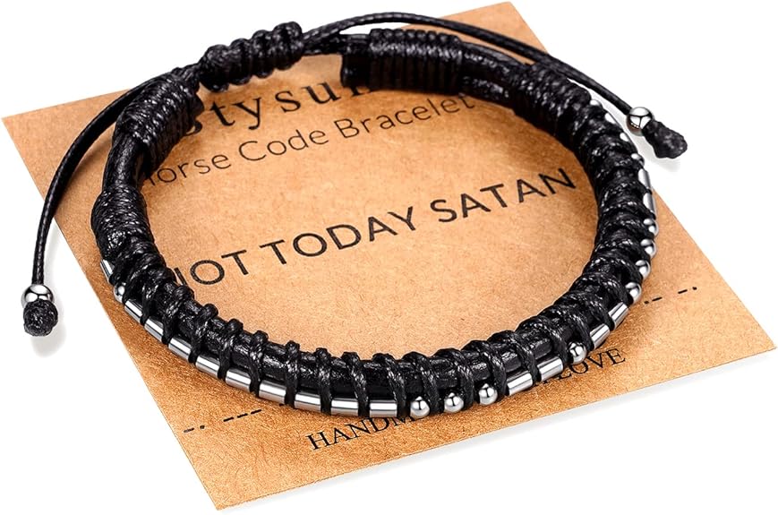 Inspirational Gifts for Men Morse Code Bracelets Mens Bracelets Graduation Gifts for Him Fathers Day Adjustable Leather Bracelet Motivational Birthday Annivesary Jewelry Stocking Stuffers for Men