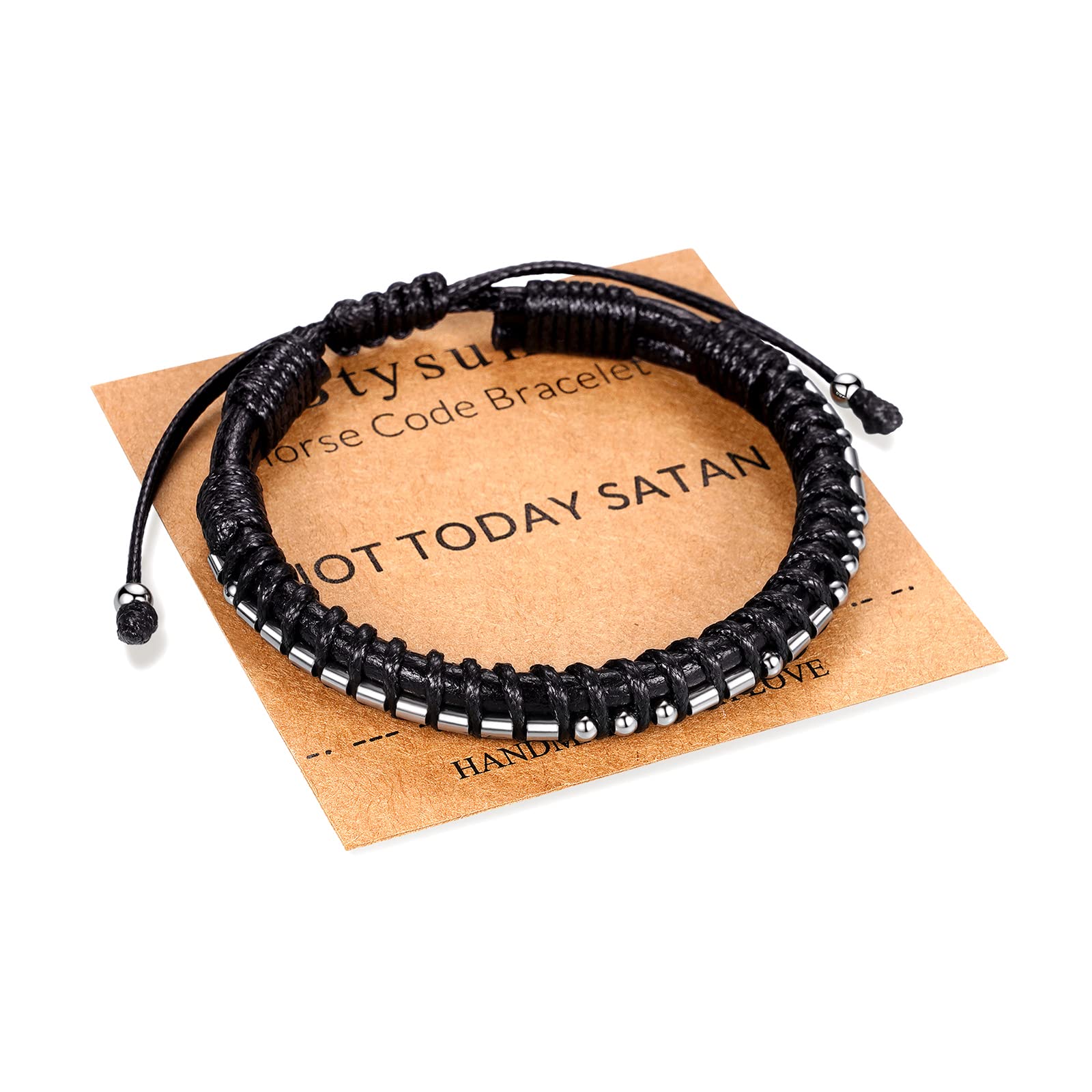 Btysun Fathers Day Gift, Gifts for Men Morse Code Bracelets for Men 2026 Graduation Gifts Mens Bracelet for Him Boyfriend Husband Leather Bracelet Motivational Birthday Jewelry Stocking Stuffers