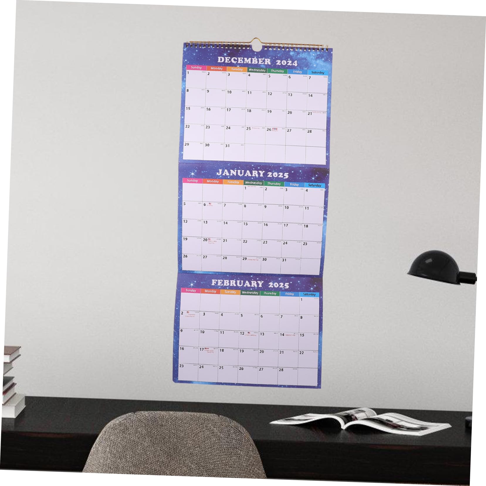 Housoutil 5 Stück Faltbarer Dreimonats Wandkalender Vertikaler Monatsplaner mit Großzügigem Notizbereich Platzsparendes Design für Büro und Klassenzimmer Praktischer Monats Überblick
