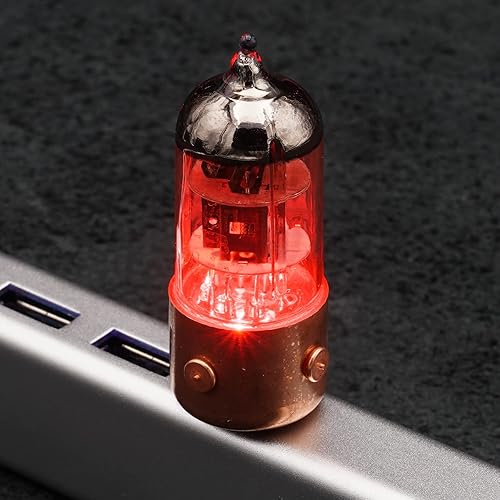 Miniatura 2 de Unidad flash USB 3.1 hecha a mano de 32 GB con diseño único, tubo de radio pentoda rojo, accesorio steampunk, estilo industrial, almacenamiento de