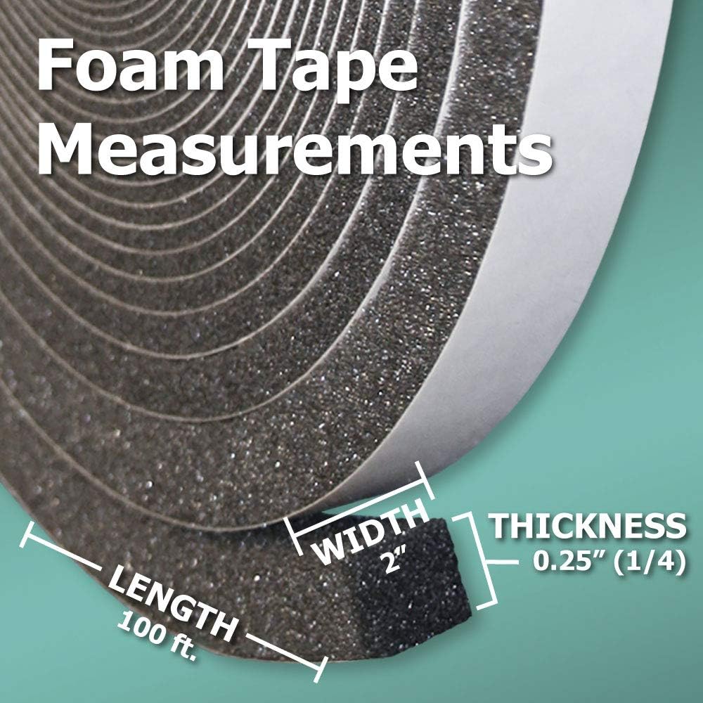 1/4" Thick x 2" Wide x 100 ft. Rolls Polyether Urethane Foam Tape - Box of 3