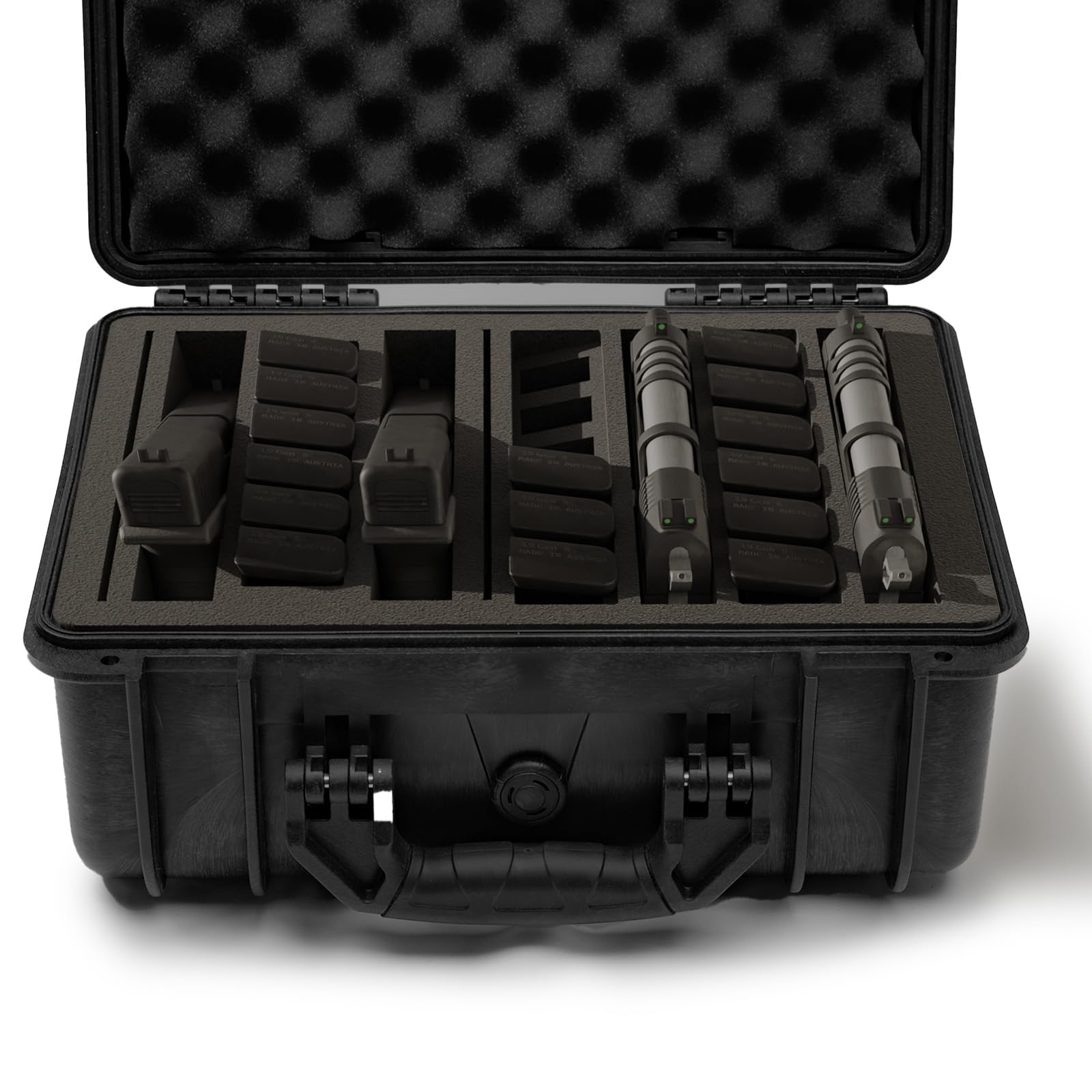 Versatile Pre-Cut Foam Tactical Pistol Case, Water& Shock Proof, TSA Approved, 16.1" x 13.5" x 8.0"