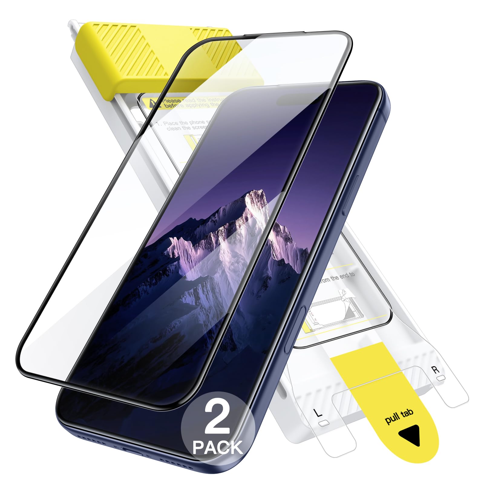 JETech 3D 9H+ Screen Protector for iPhone 18 Pro/17 Pro, 2-Pack | Full Coverage, Tempered…