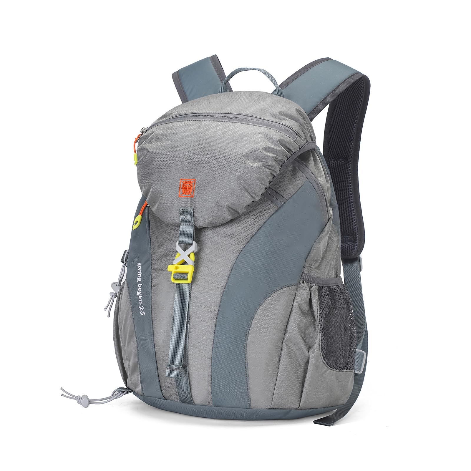 PORRASSO Hiking Backpack Waterproof Daypack 25L Rucksack Lightweight Backpack for Women Men Trekking Cycling Climbing Outdoor Sports Grey