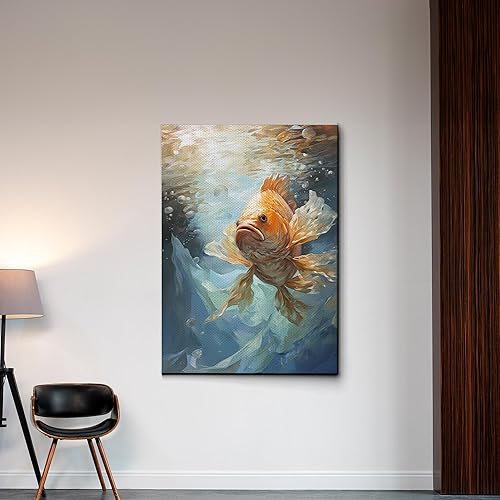 Miniatura 6 de Nautical Print on Canvas for Wall Decor, Ocean Fish Manta Ray Canvas Wall Art, Beach Print for Wall Hang, Turquoise Coastal Pictures Wall Decor,